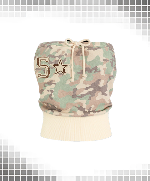 Retro Street Style Camo Strapless Crop Top & Shorts Set