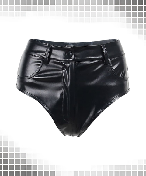 High-Waist PU Leather Bodycon Stretch Sexy Hot Shorts