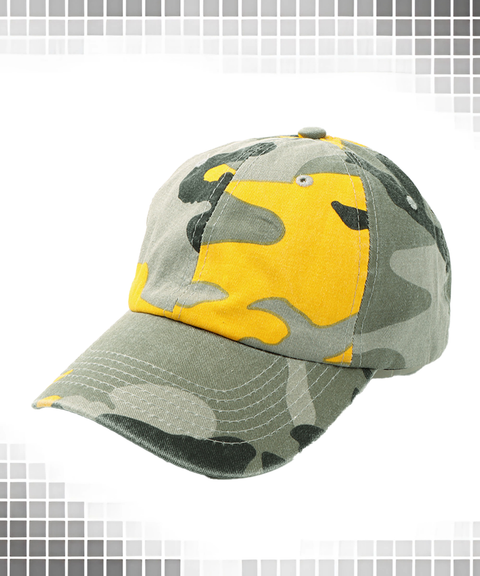 Cotton Washed Denim Camo Curved Brim Baseball Cap