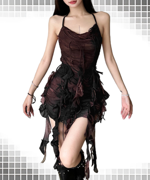 Solid Slim High-Waisted Sexy Backless Cami Dress