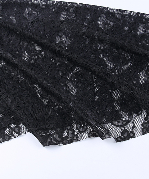Dark Slim-Fit Sleeveless Princess Sleeve Lace Top