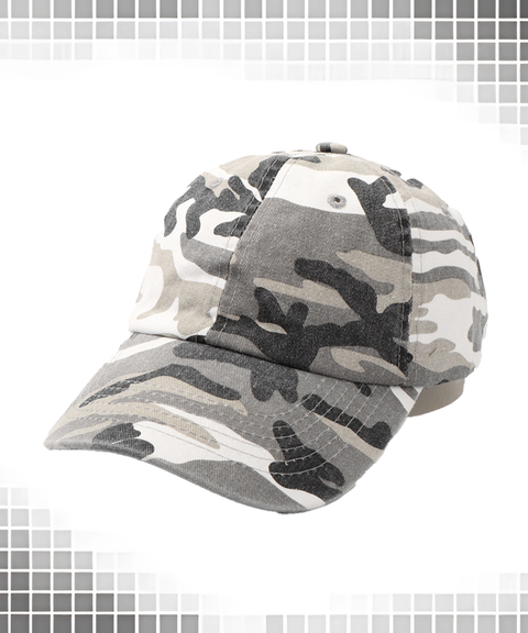 Cotton Washed Denim Camo Curved Brim Baseball Cap