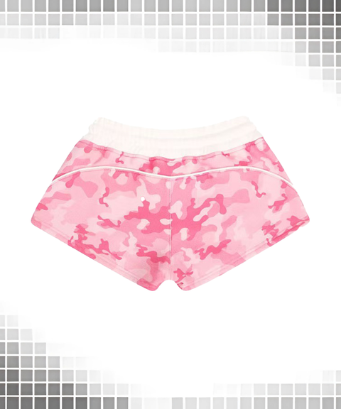 Retro Street Style Camo Strapless Crop Top & Shorts Set
