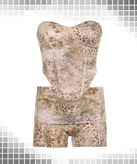 Vacation Animal Print Irregular Waist-Tied Two-Piece Set