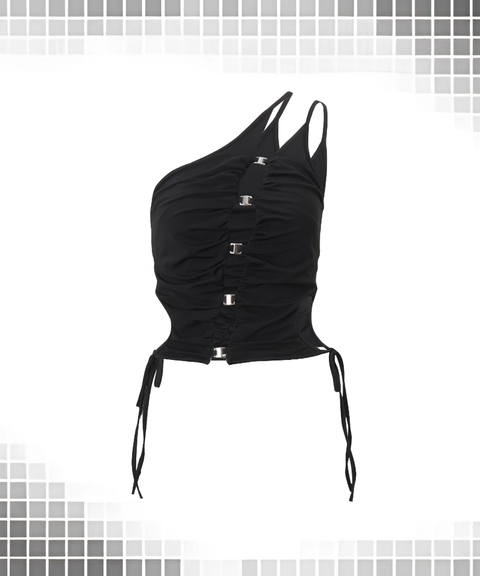 One-Shoulder Hollow Backless Crop Cami Top