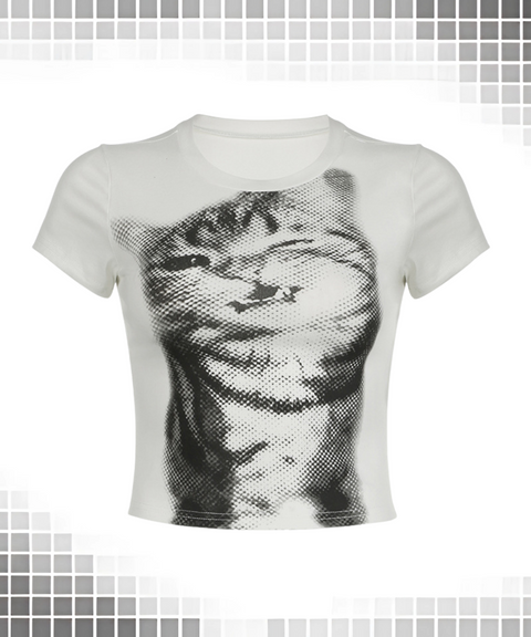 Pet Cat Print Short Sleeve T-Shirt