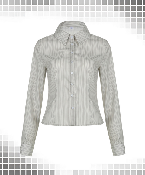 Striped Long Sleeve Collared Shirt