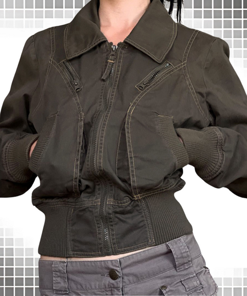 Collared Waist-Cinched Pocket Jacket