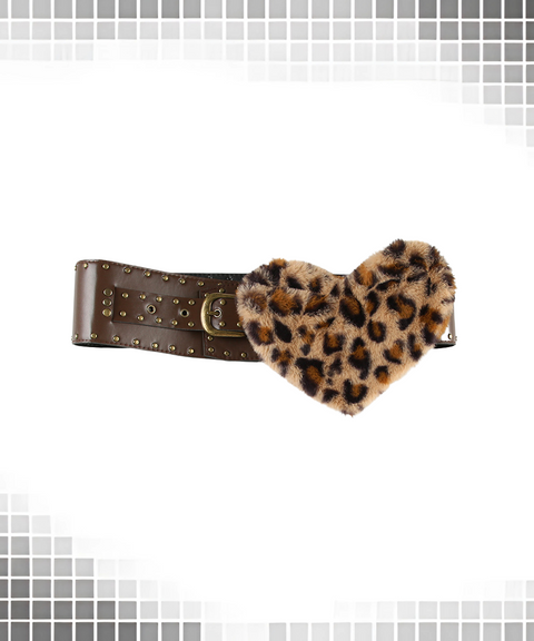 Leopard Patchwork Wide-Belt Stacked Layer Belt