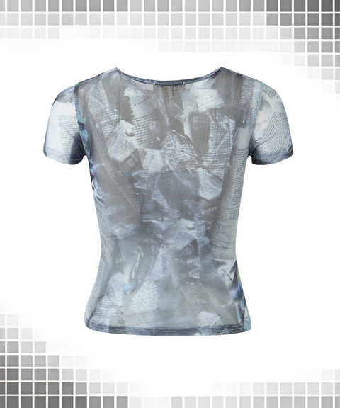 High-Stretch Mesh Printed T-Shirt