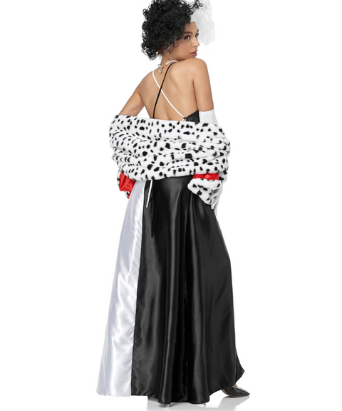 Halloween Cruella Dalmatian cosplay black and white witch costume
