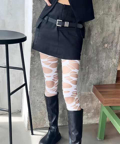 Gothic ripped fishnet stockings