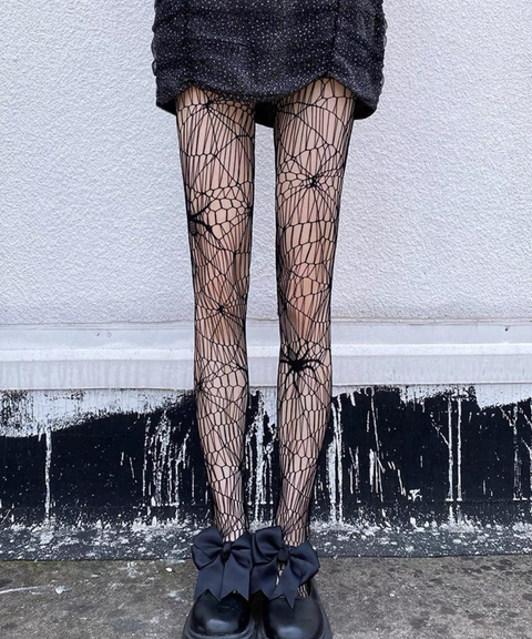 Gothic spiderweb ripped fishnet socks