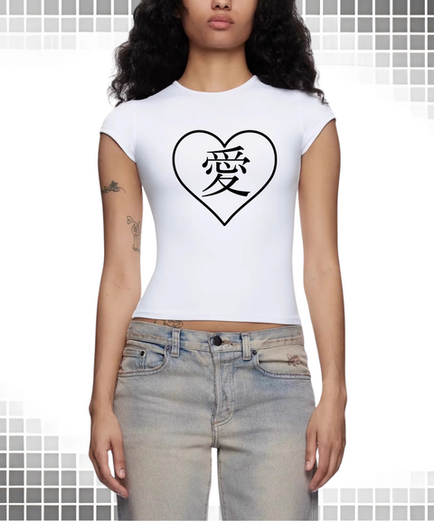 Love Word Short Sleeve Tight T-shirt