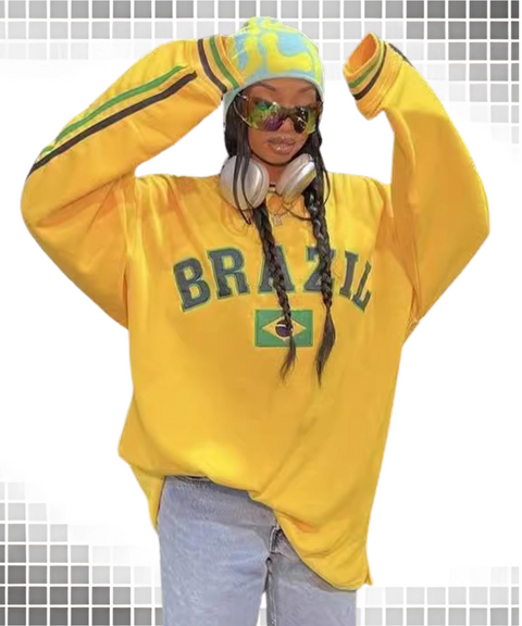 Brazilian crew neck pullover long-sleeved sweatshirt