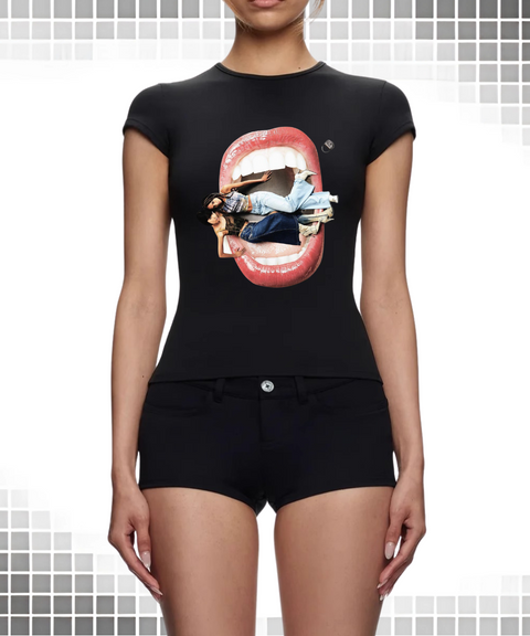Edgy graphic short-sleeved T-shirt