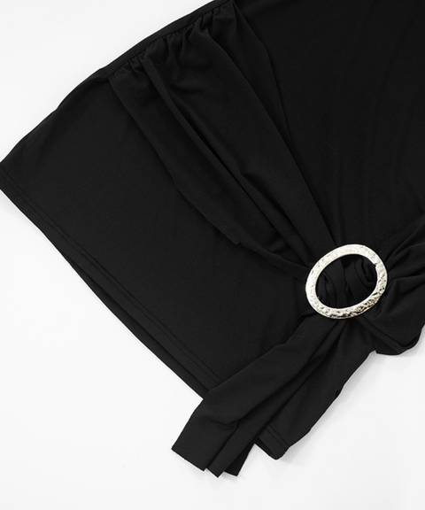 Long-sleeved hip-hugging dress with metallic embellishments