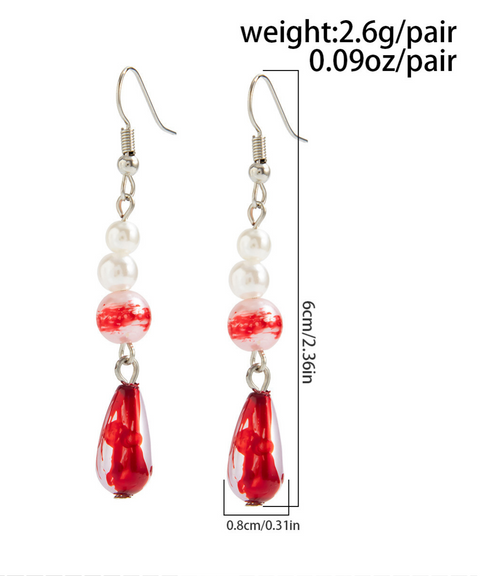 Halloween Blood Drop Pearl Necklace Bracelet Earring Collection