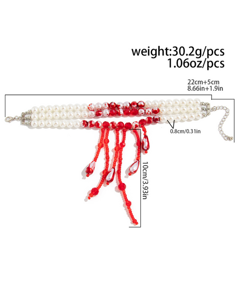 Halloween Blood Drop Pearl Necklace Bracelet Earring Collection