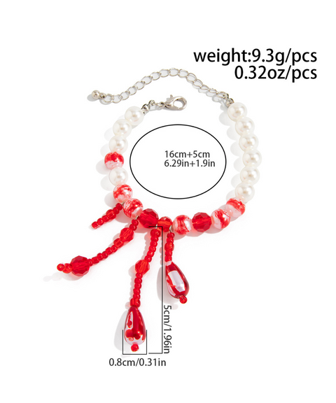 Halloween Blood Drop Pearl Necklace Bracelet Earring Collection