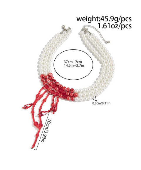 Halloween Blood Drop Pearl Necklace Bracelet Earring Collection