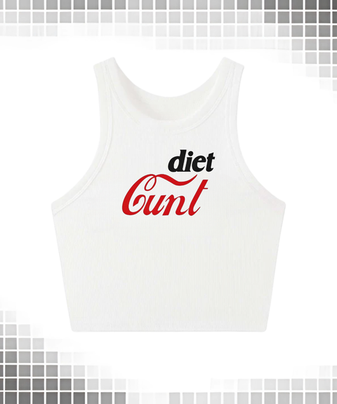 DIET CUNT slogan Y2K vest & off-shoulder sweatshirt & crew neck sweatshirt