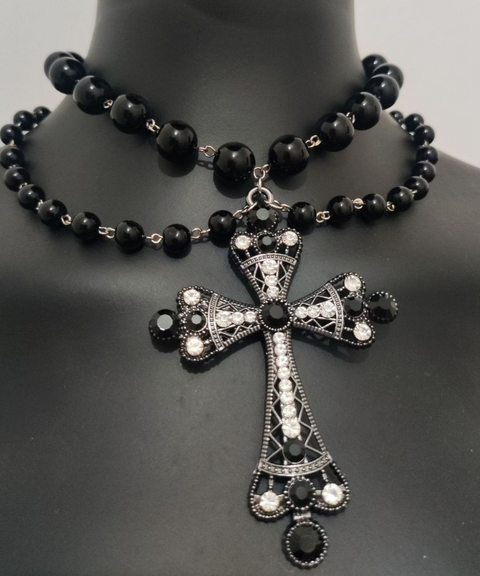 Gothic Beaded Cross Necklace