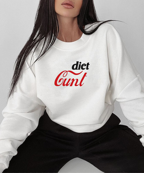 DIET CUNT slogan Y2K vest & off-shoulder sweatshirt & crew neck sweatshirt