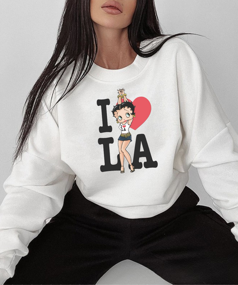 I love LA printed vest & crew neck sweatshirt & off-shoulder sweatshirt