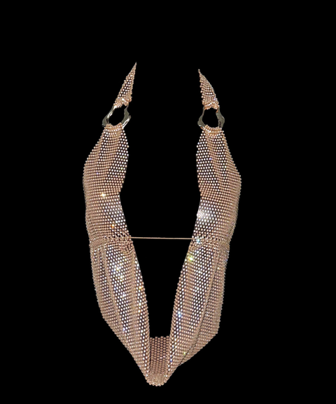 Rhinestone Halter Neck Vest