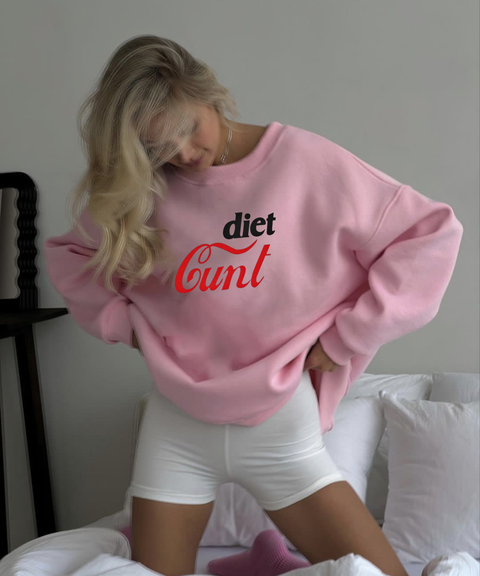 DIET CUNT slogan Y2K vest & off-shoulder sweatshirt & crew neck sweatshirt