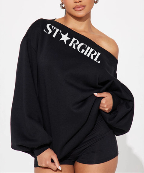 STAR GIRL slogan Y2K vest & off-shoulder sweatshirt & crew neck sweatshirt