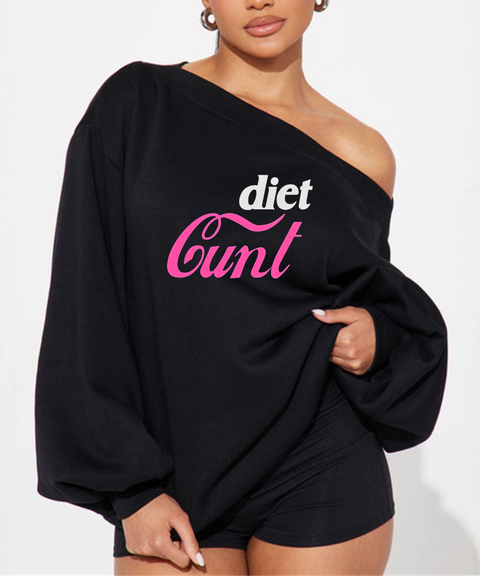 DIET CUNT slogan Y2K vest & off-shoulder sweatshirt & crew neck sweatshirt