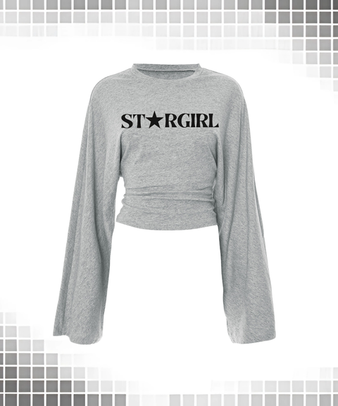 STAR GIRL slogan Y2K vest & off-shoulder sweatshirt & crew neck sweatshirt