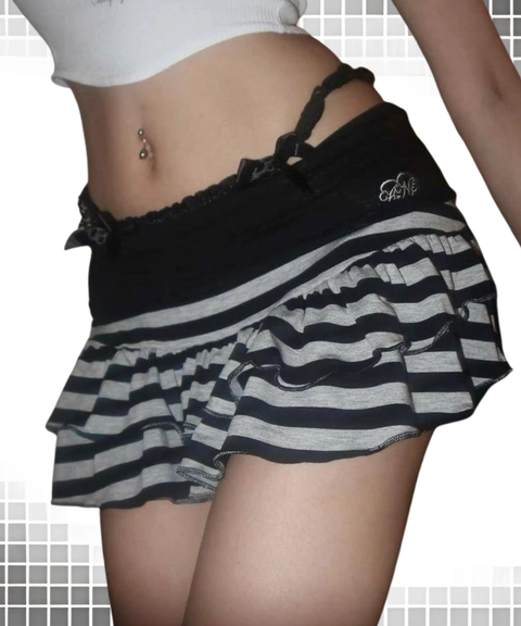 striped low-waist skirt