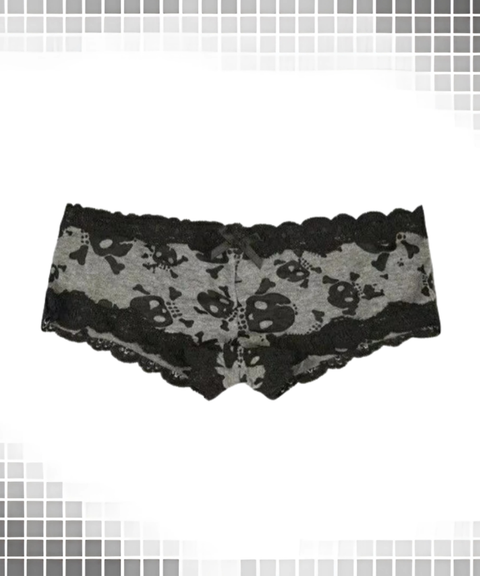 Skull pattern skinny low-rise shorts