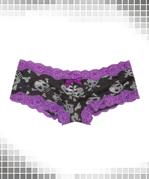 Skull pattern skinny low-rise shorts