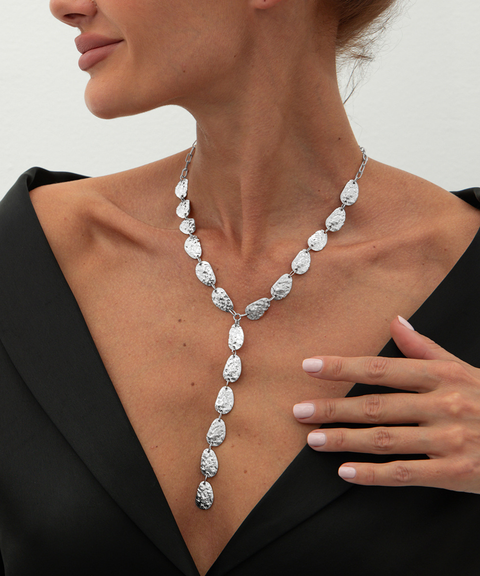 Irregular Y-shaped metal necklace