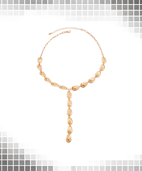 Irregular Y-shaped metal necklace