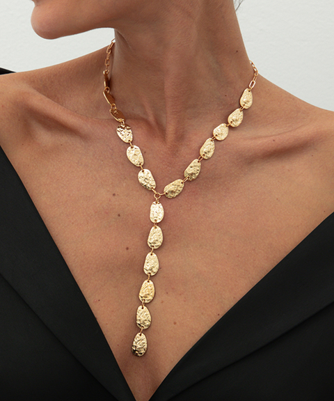 Irregular Y-shaped metal necklace