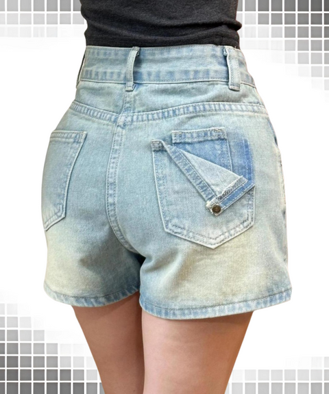 Distressed High-Waisted Denim Skirt