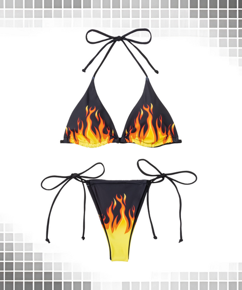 Flame Print Bikini Set