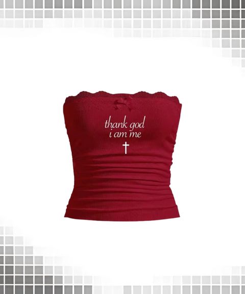 Letter Print Suspender Top