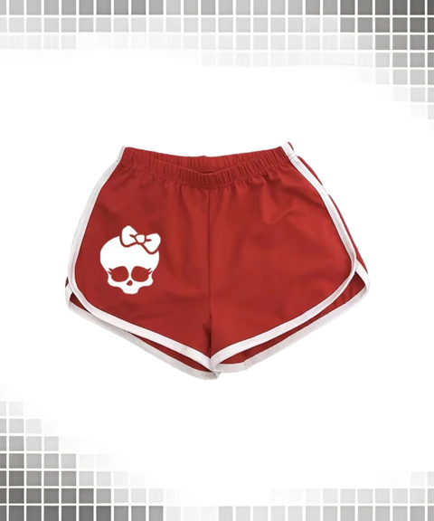 Skull Print Solid Shorts