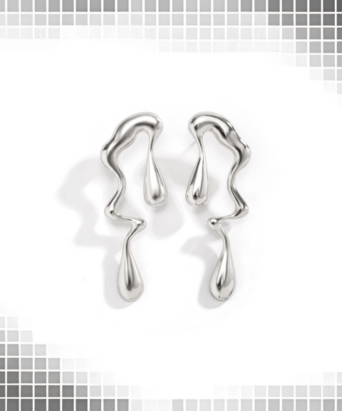 Liquid Metal Water Drop Earrings