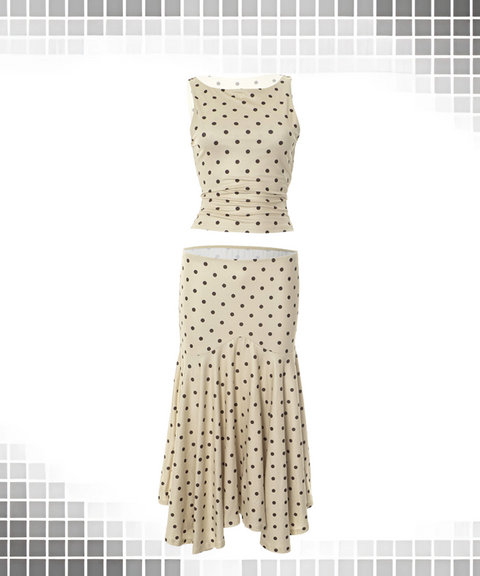 Polka Dot Print Sleeveless Top Skirt Set