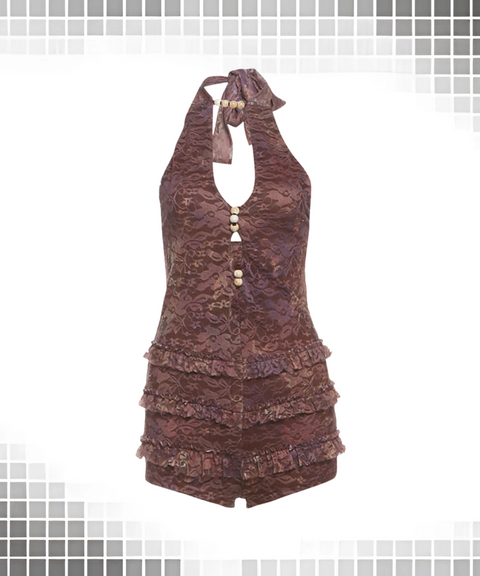 Hanging Neck Hollow Short Jumpsuit