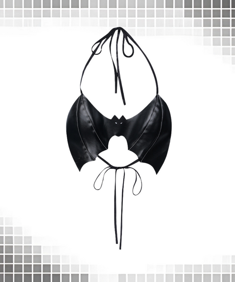 Halloween bat leather lace-up vest