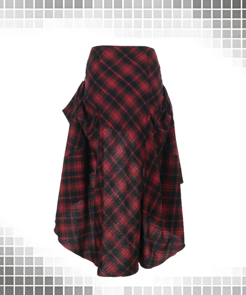 Halloween red plaid irregular adjustable multi-wear skirt