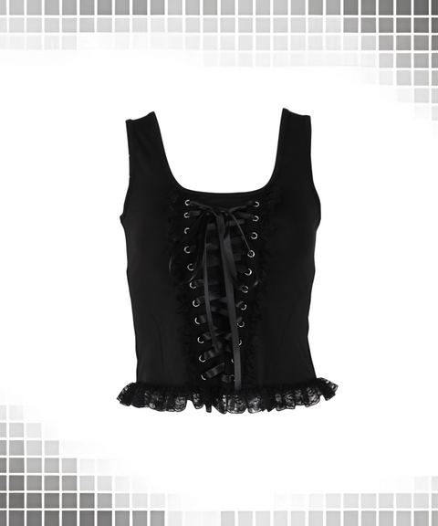 Halloween lace-trimmed tank top